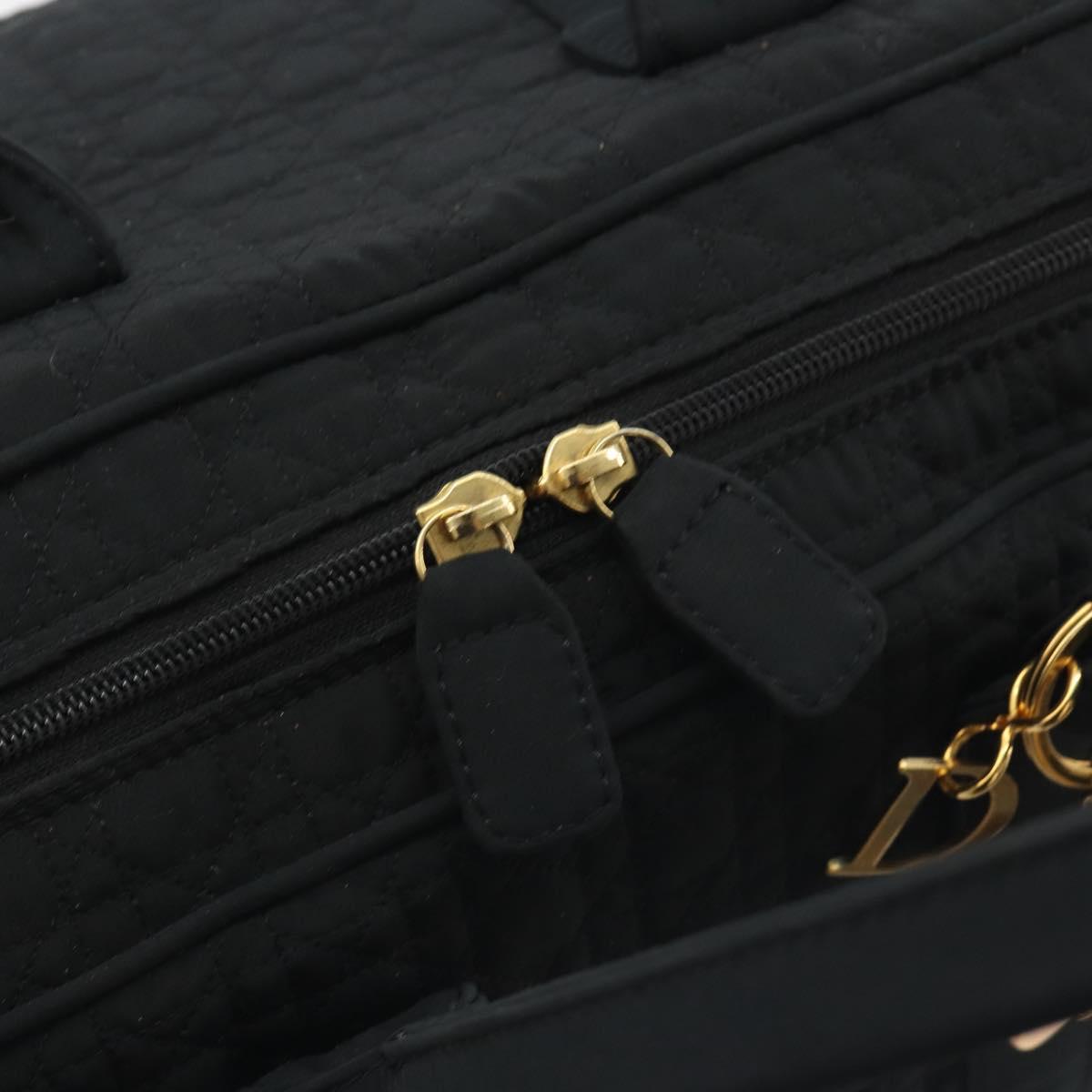 Christian Dior Canage Boston Bag Nylon Black Gold Auth 193370A