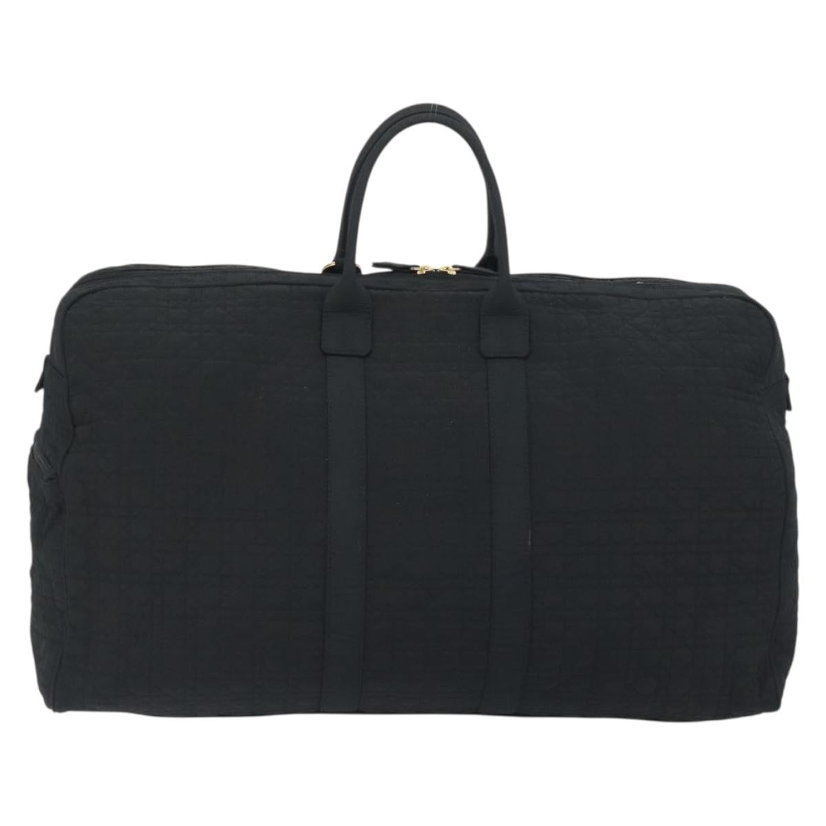 Christian Dior Canage Boston Bag Nylon Black Gold Auth 193370A