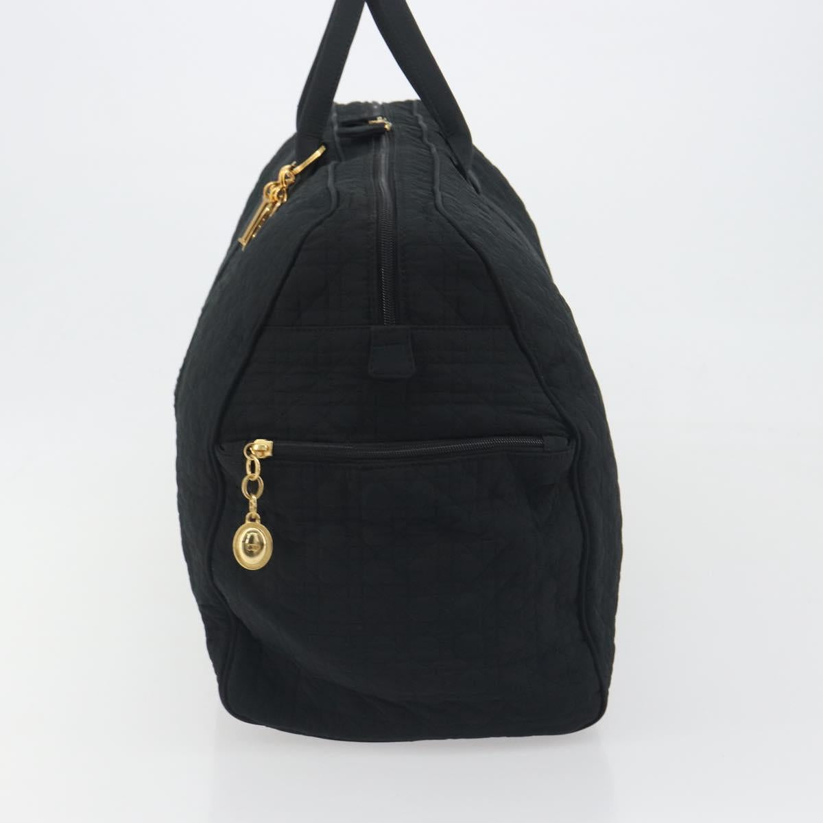 Christian Dior Canage Boston Bag Nylon Black Gold Auth 193370A