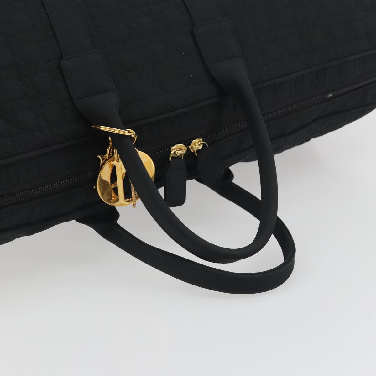 Christian Dior Canage Boston Bag Nylon Black Gold Auth 193370A