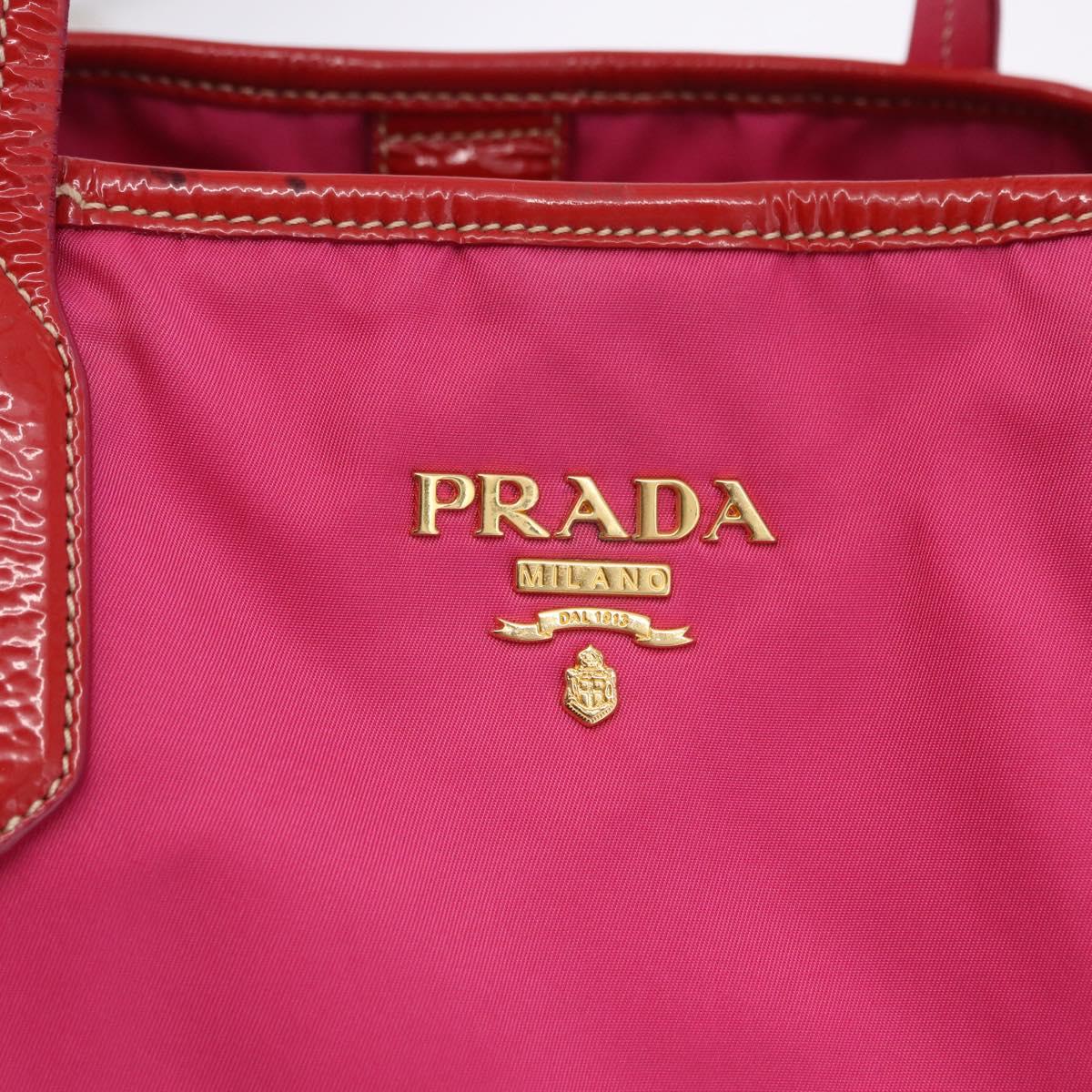 PRADA Tote Bag Nylon Gold Pink Auth 193372A