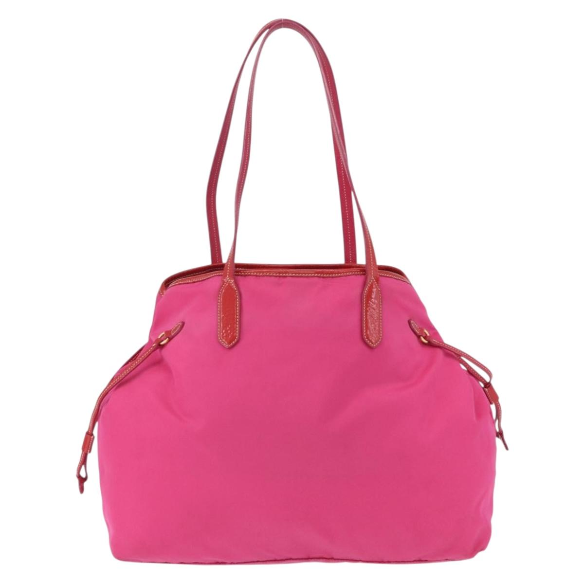PRADA Tote Bag Nylon Gold Pink Auth 193372A