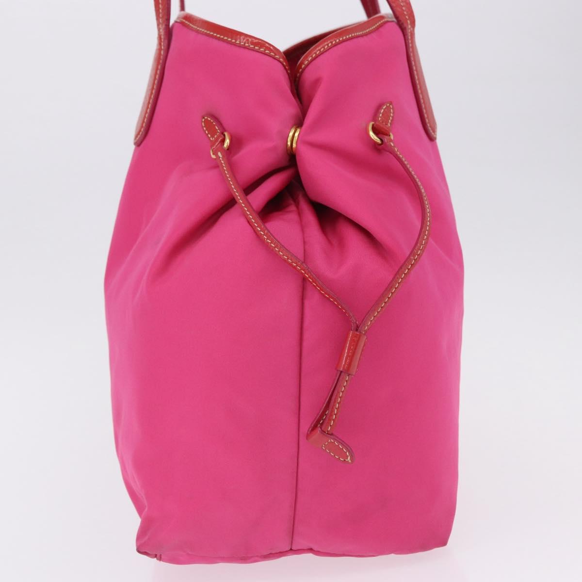 PRADA Tote Bag Nylon Gold Pink Auth 193372A