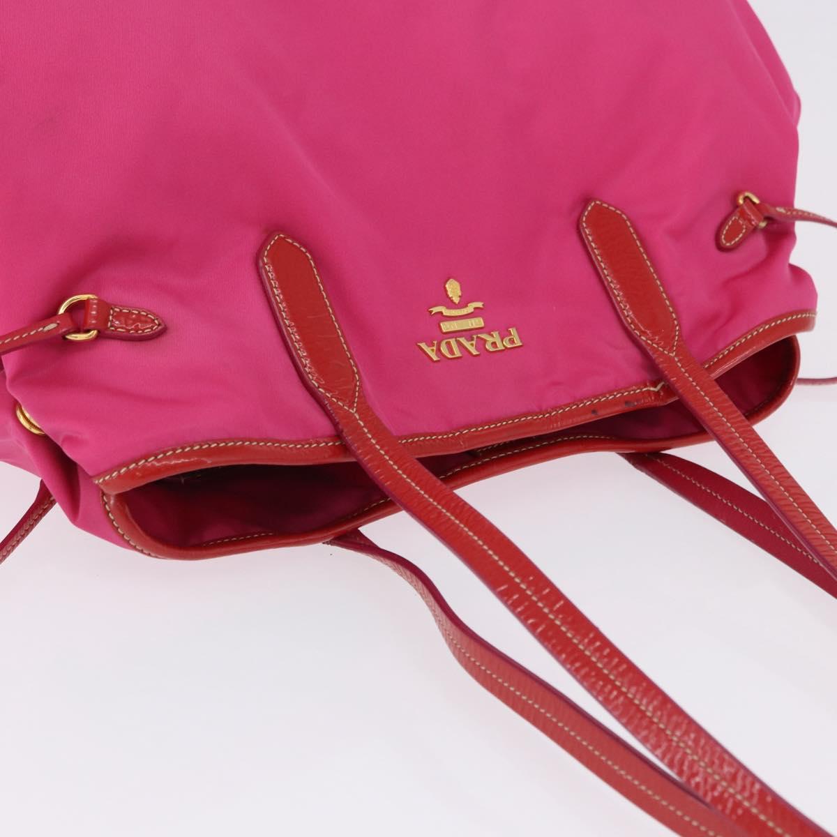 PRADA Tote Bag Nylon Gold Pink Auth 193372A
