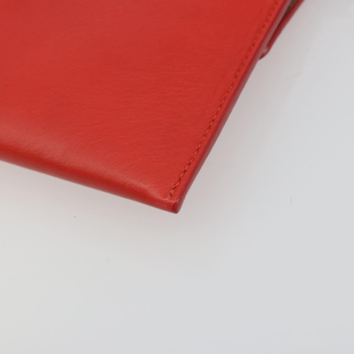 Salvatore Ferragamo Gancini Clutch Bag Leather Orange Gold Auth 193379V