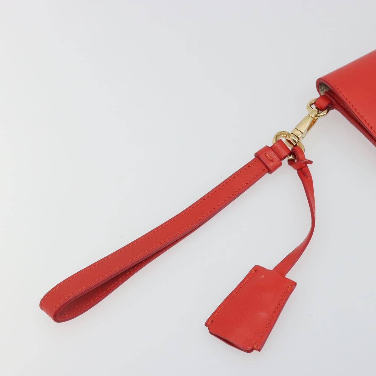 Salvatore Ferragamo Gancini Clutch Bag Leather Orange Gold Auth 193379V