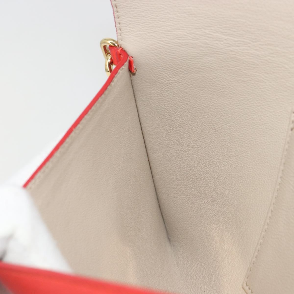 Salvatore Ferragamo Gancini Clutch Bag Leather Orange Gold Auth 193379V