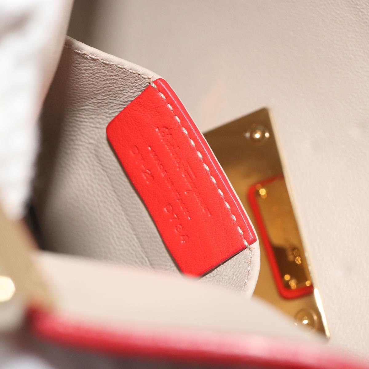 Salvatore Ferragamo Gancini Clutch Bag Leather Orange Gold Auth 193379V