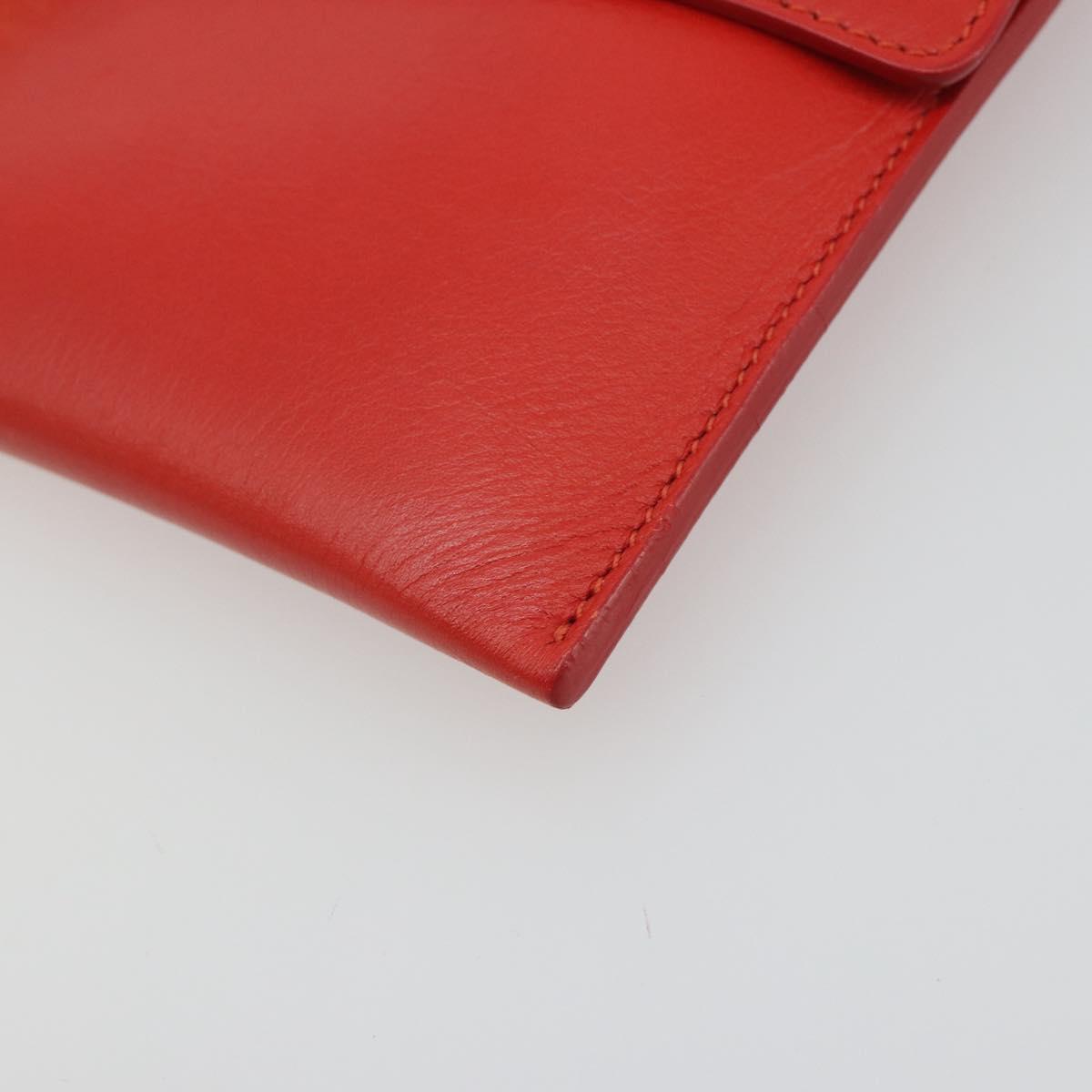 Salvatore Ferragamo Gancini Clutch Bag Leather Orange Gold Auth 193379V