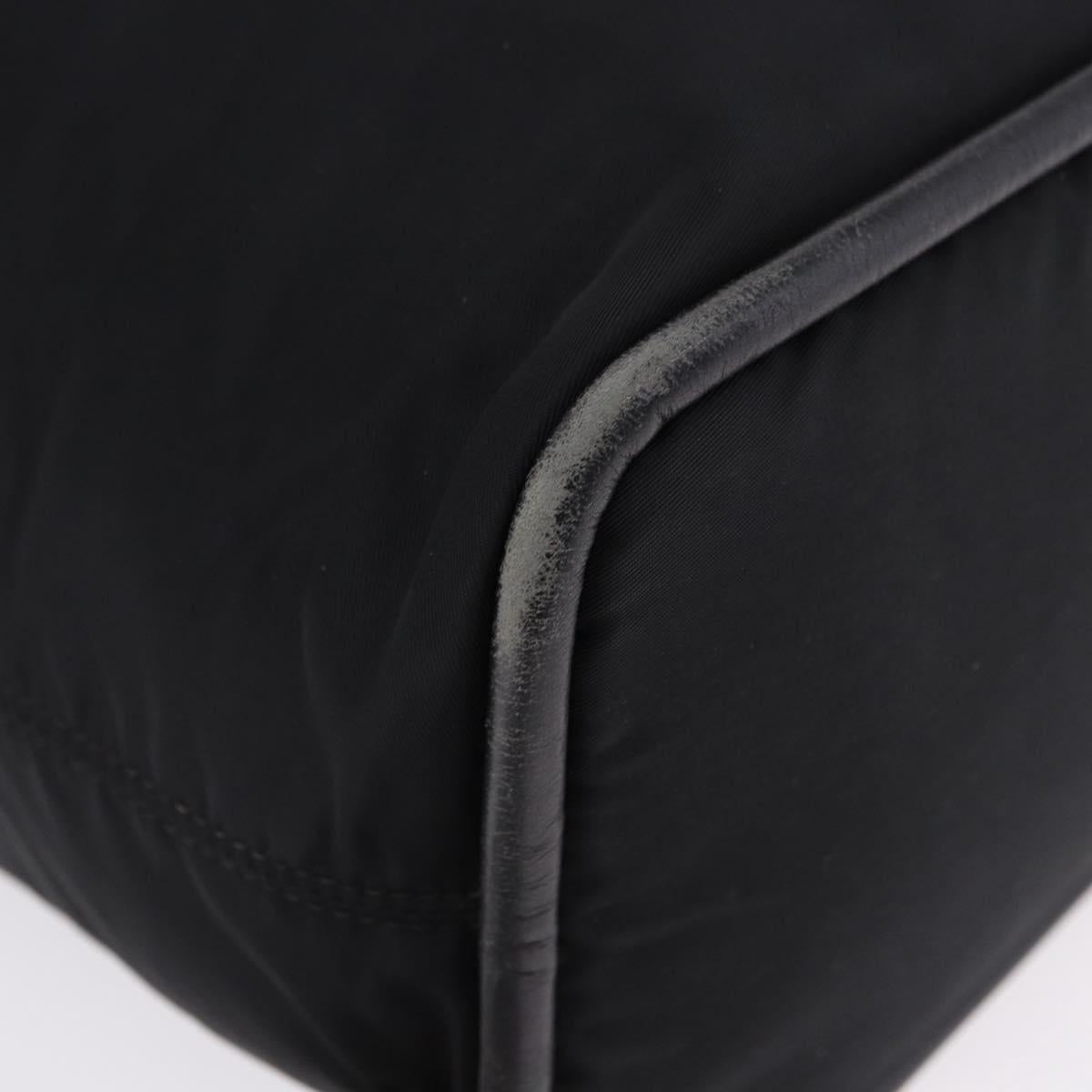 CELINE Circle Hand Bag Nylon Black Gold Auth 193380