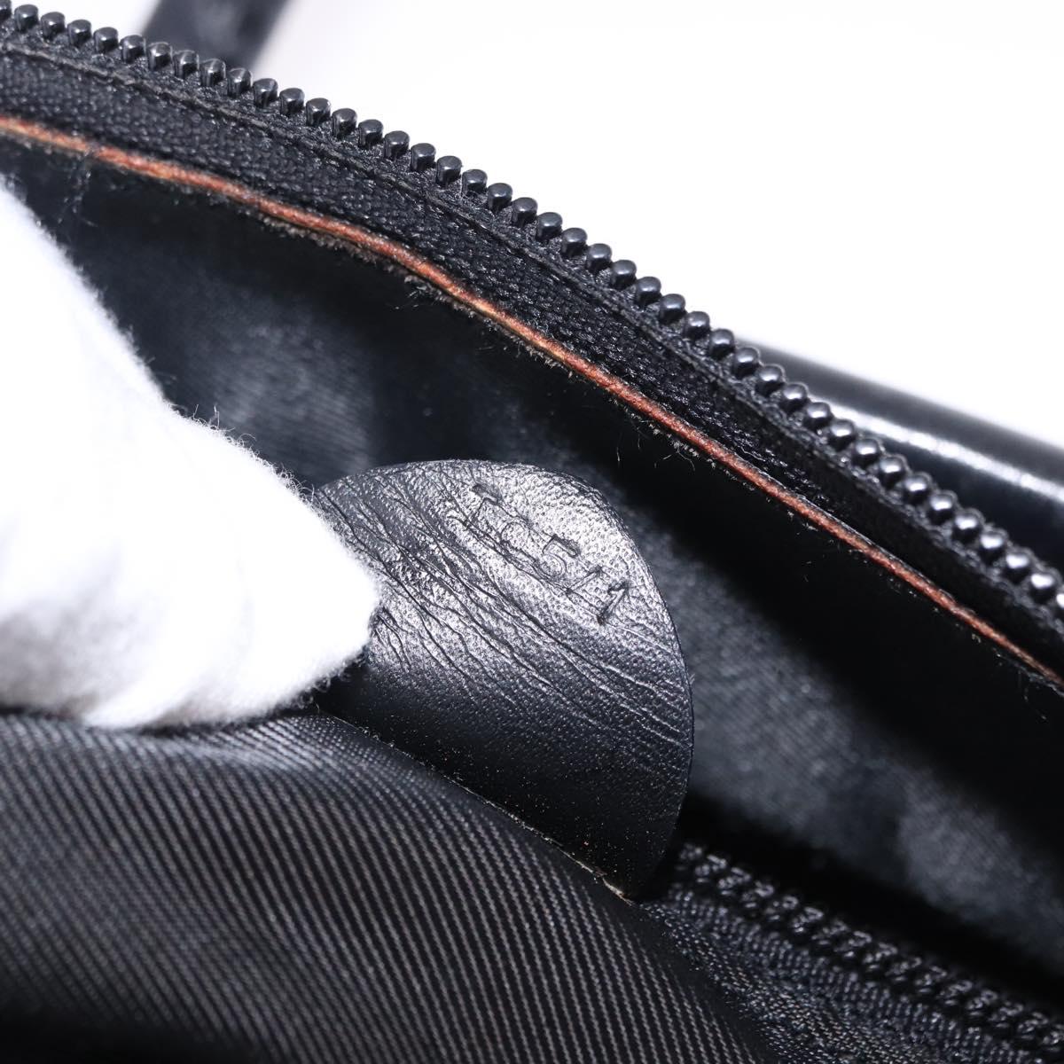 CELINE Circle Hand Bag Nylon Black Gold Auth 193380