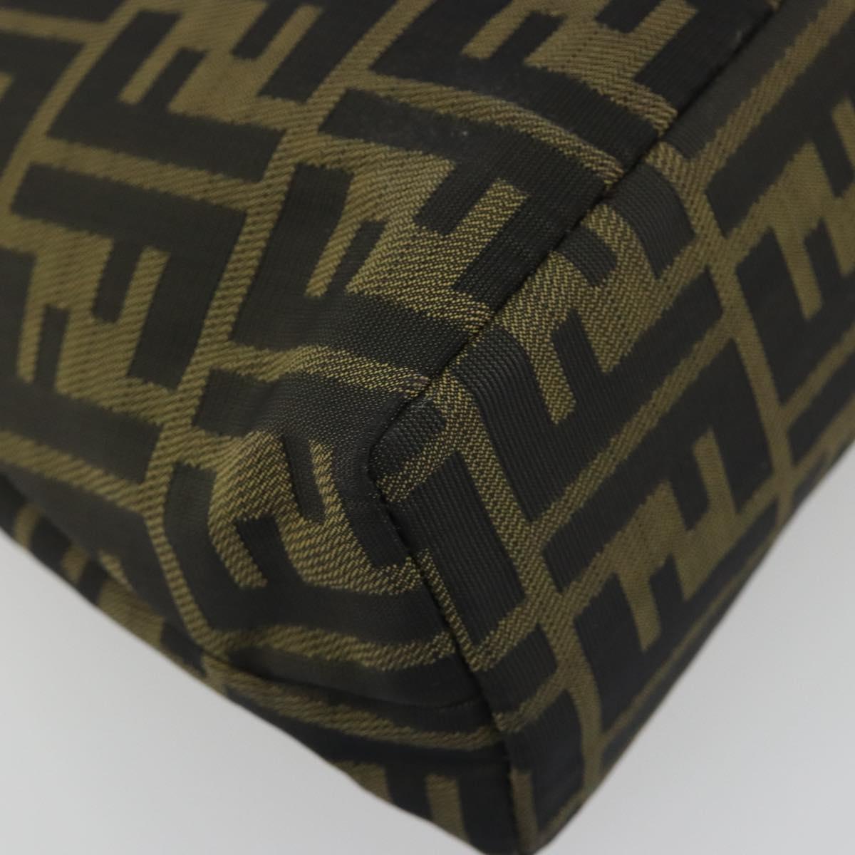FENDI Zucca Canvas Hand Bag Black Brown Auth 193381A