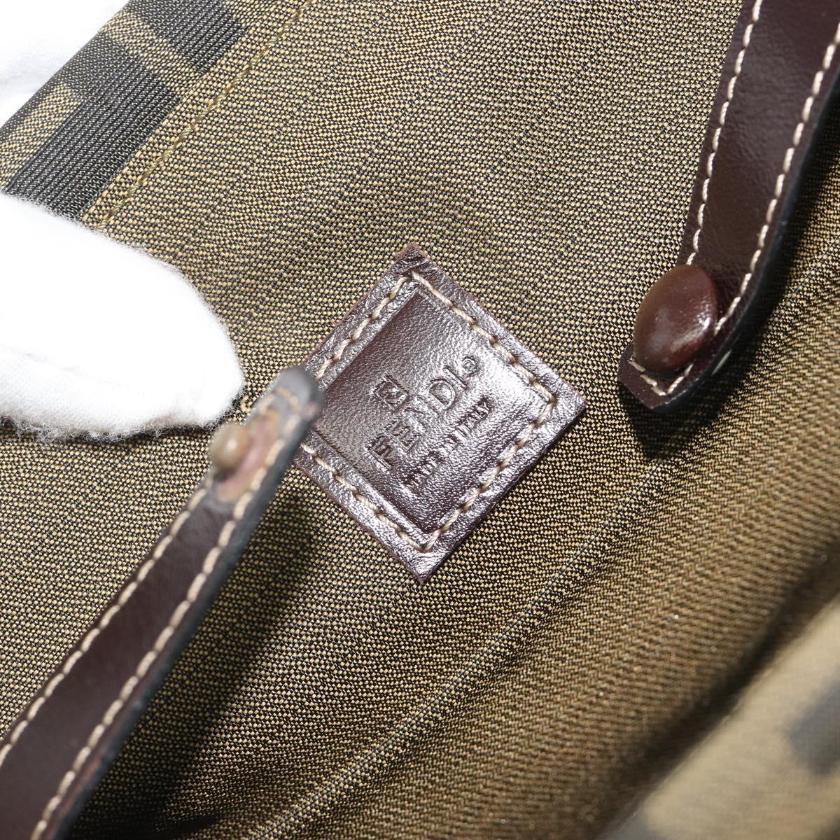 FENDI Zucca Canvas Hand Bag Black Brown Auth 193381A