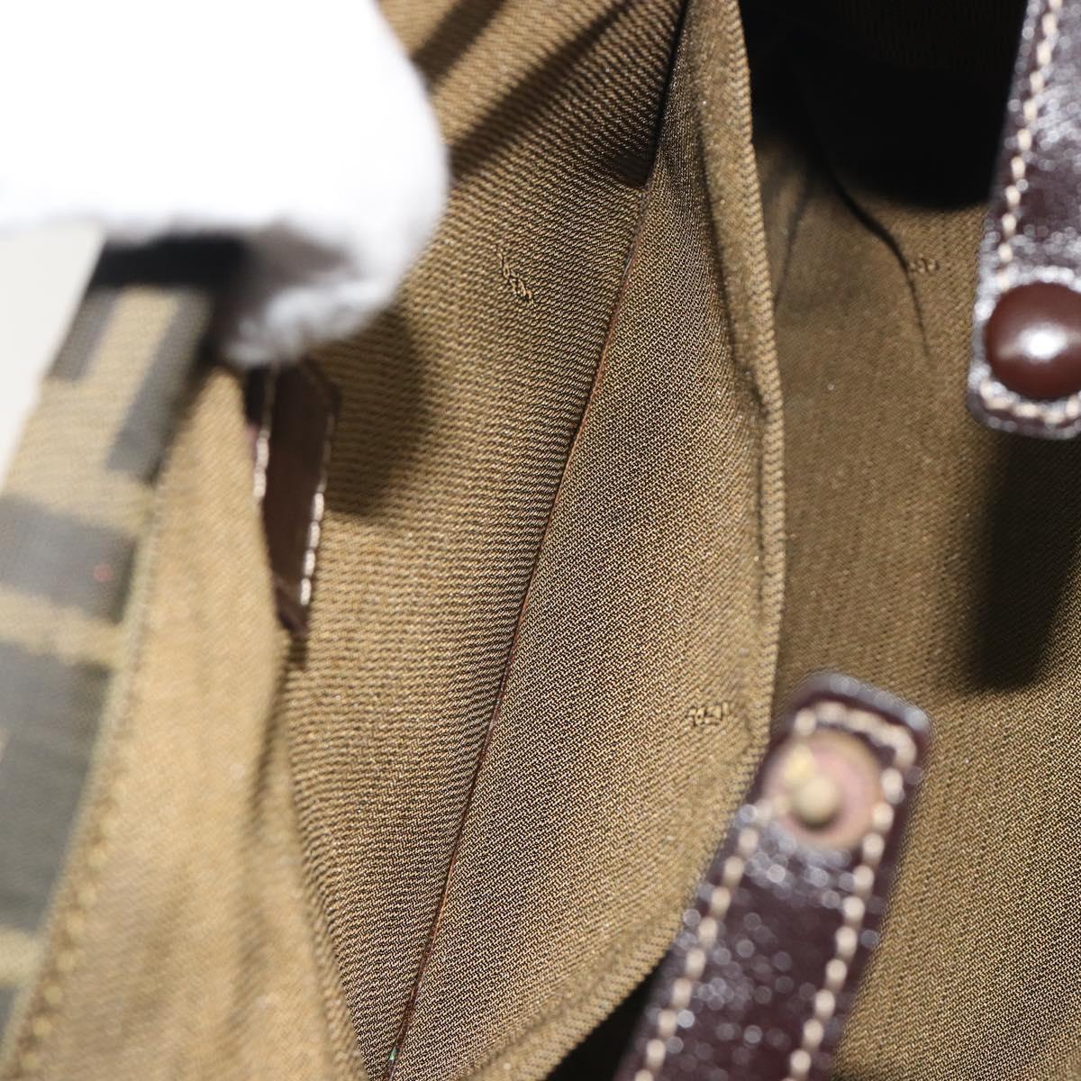 FENDI Zucca Canvas Hand Bag Black Brown Auth 193381A