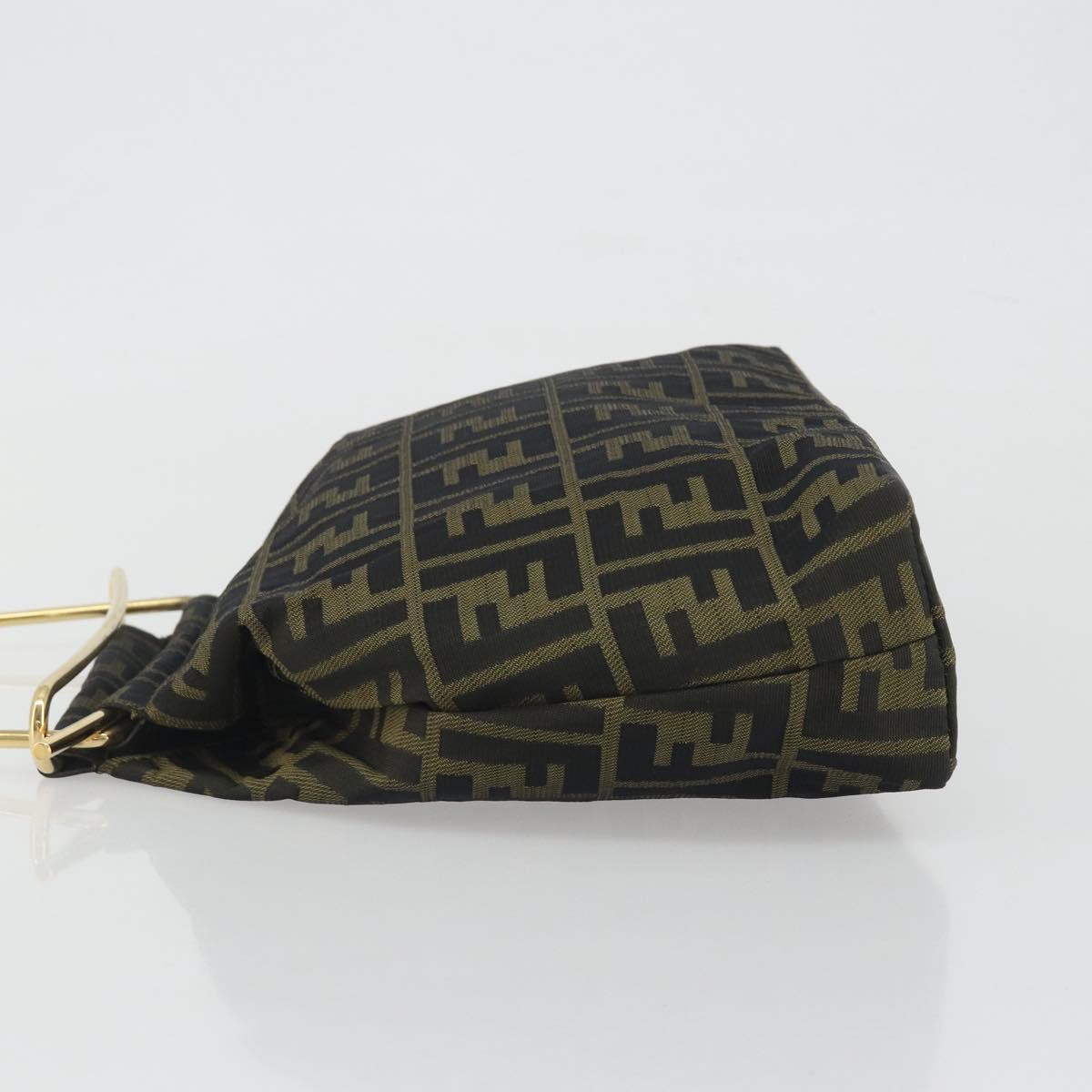 FENDI Zucca Canvas Hand Bag Black Brown Auth 193381A