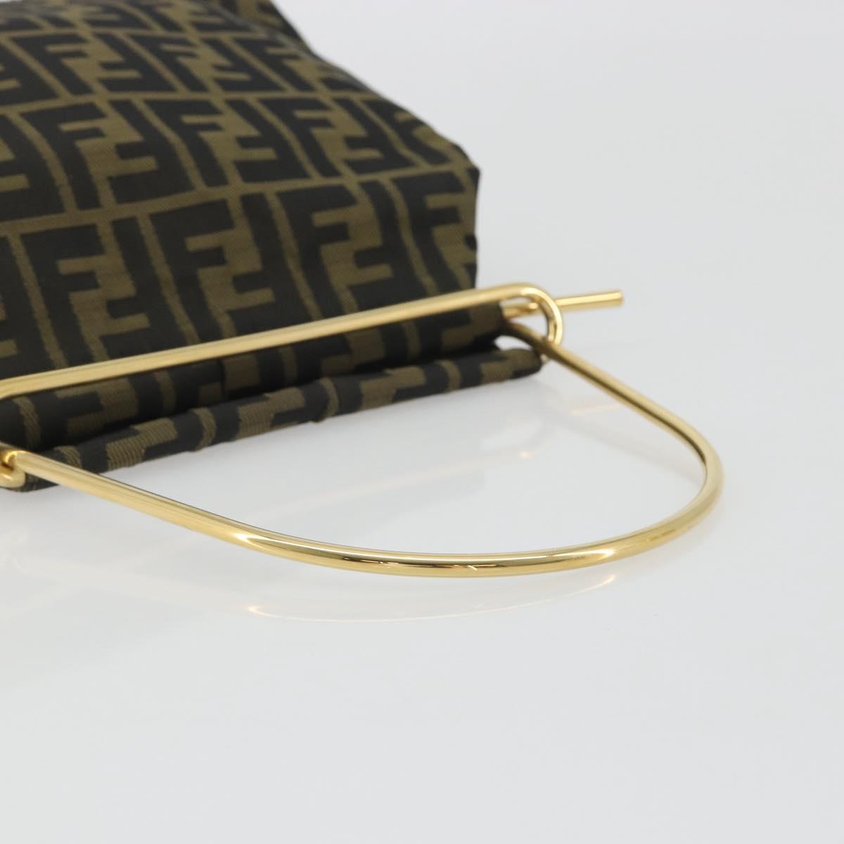 FENDI Zucca Canvas Hand Bag Black Brown Auth 193381A
