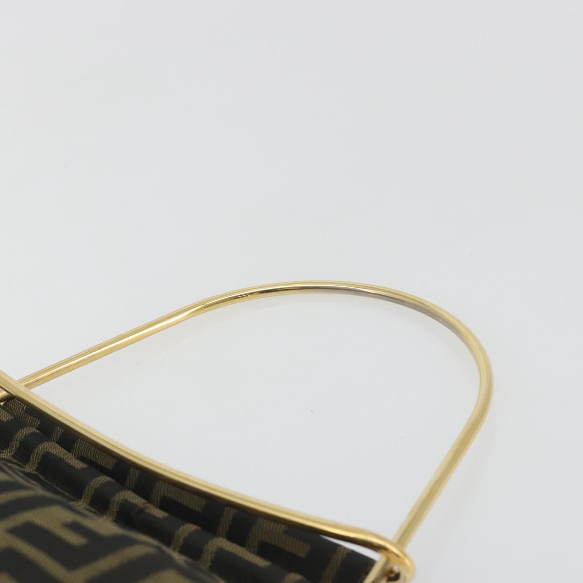 FENDI Zucca Canvas Hand Bag Black Brown Auth 193381A