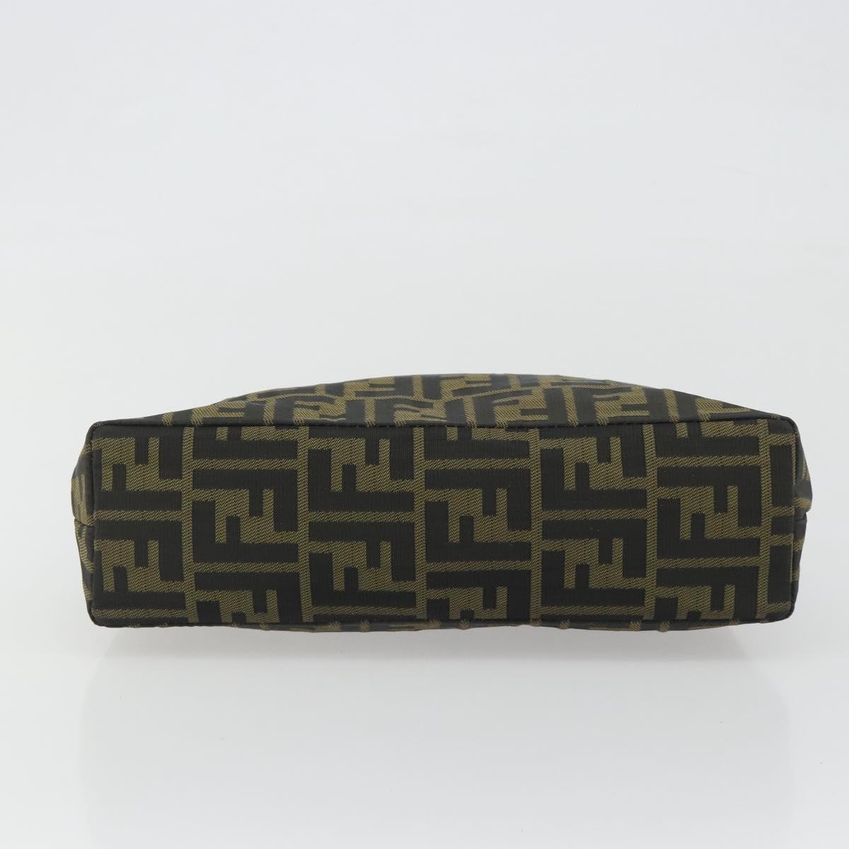 FENDI Zucca Canvas Hand Bag Black Brown Auth 193381A