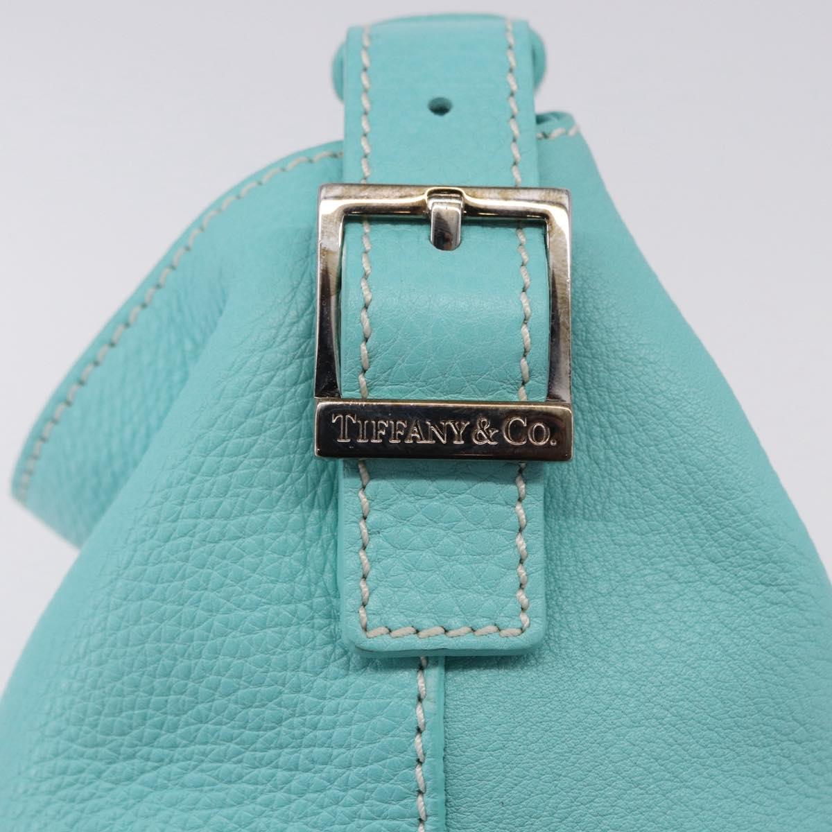 TIFFANY&Co. Shoulder Bag Leather Turquoise Blue Auth 193383V