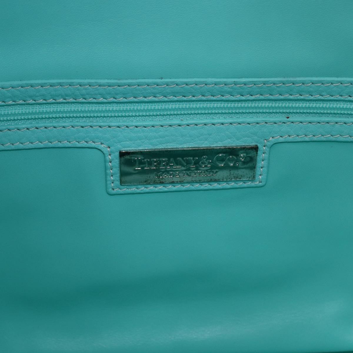 TIFFANY&Co. Shoulder Bag Leather Turquoise Blue Auth 193383V