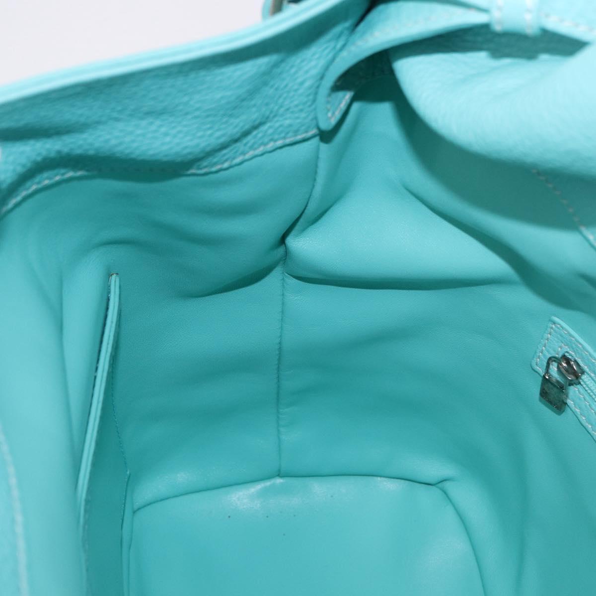 TIFFANY&Co. Shoulder Bag Leather Turquoise Blue Auth 193383V