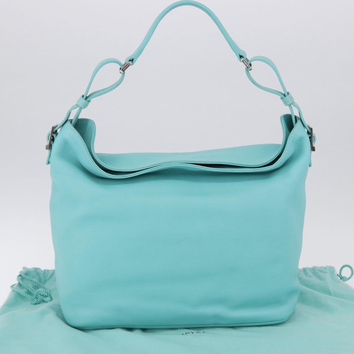 TIFFANY&Co. Shoulder Bag Leather Turquoise Blue Auth 193383V