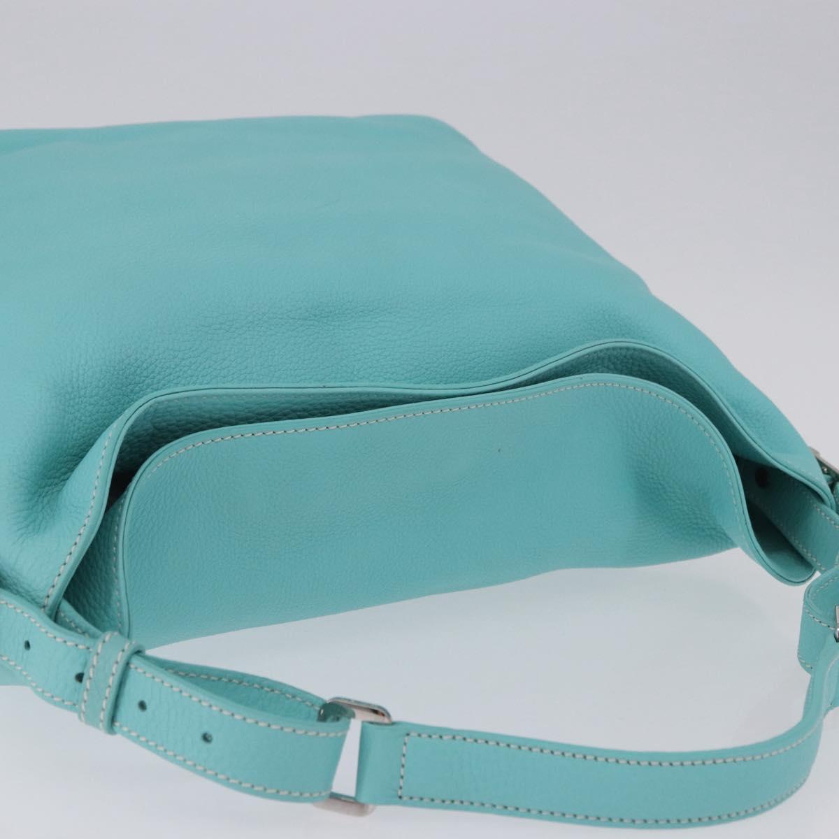 TIFFANY&Co. Shoulder Bag Leather Turquoise Blue Auth 193383V