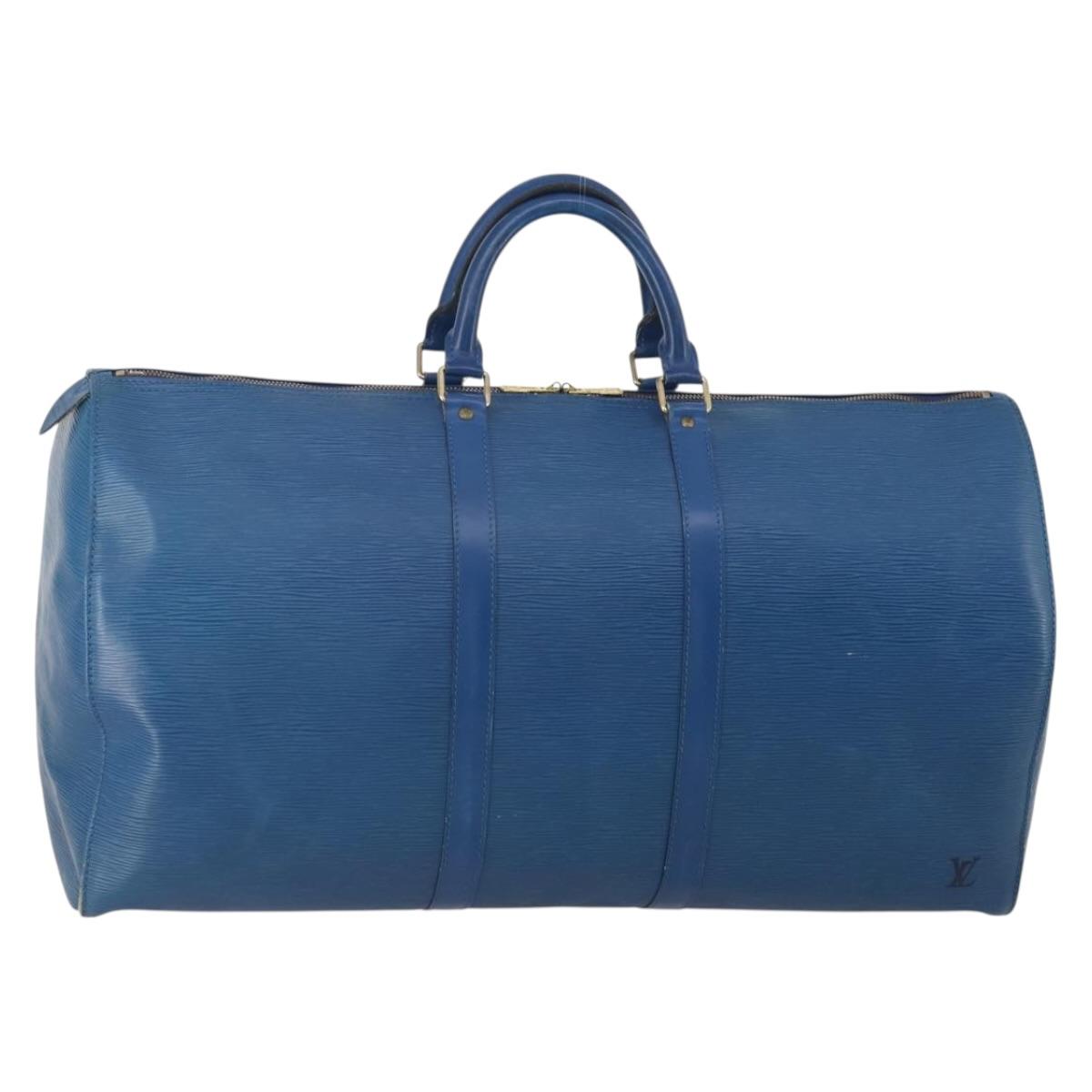 LOUIS VUITTON Epi Keepall 55 Boston Bag Toledo Blue M42955 LV Auth 193385
