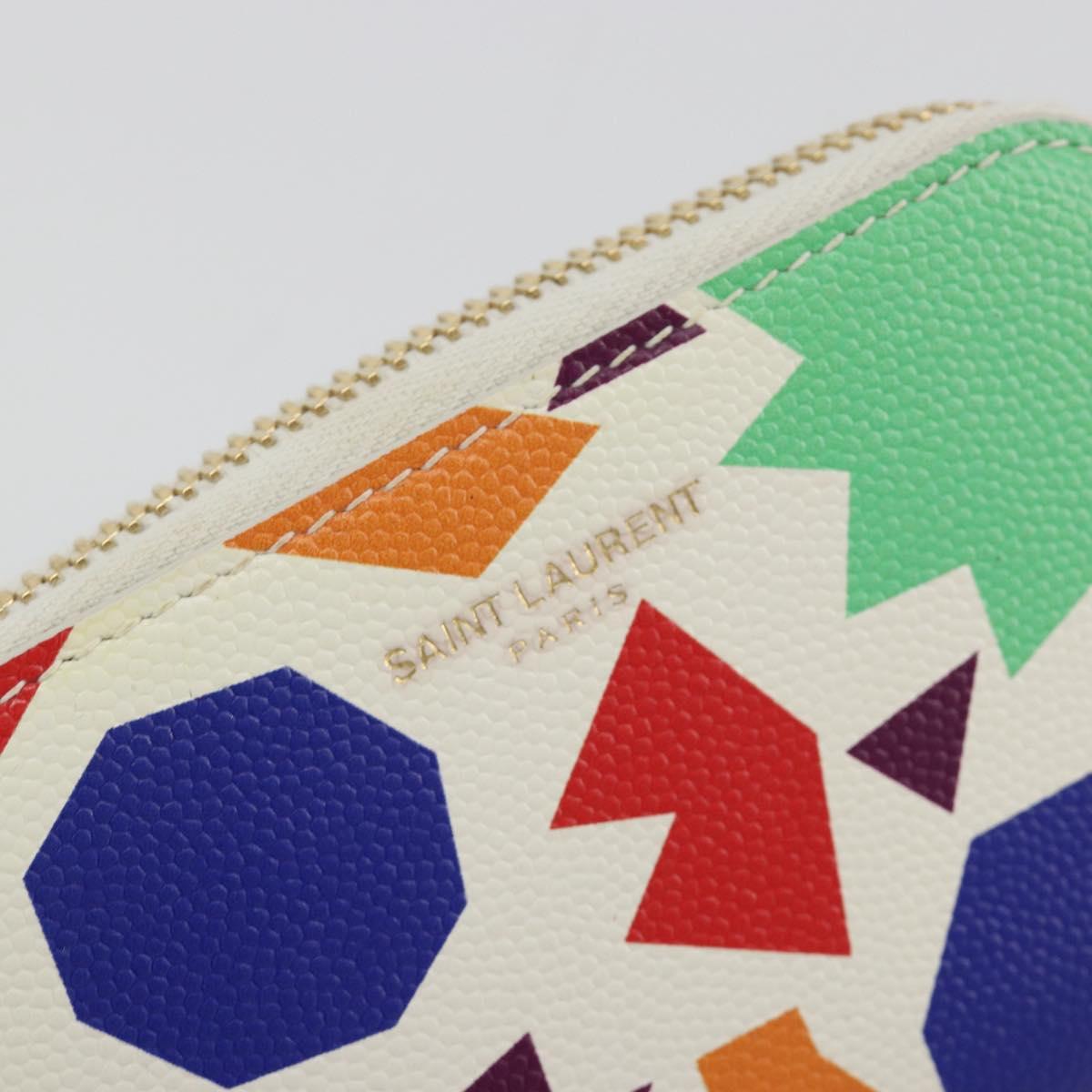 SAINT LAURENT Coin Purse Leather Multicolor Silver Auth 193388V