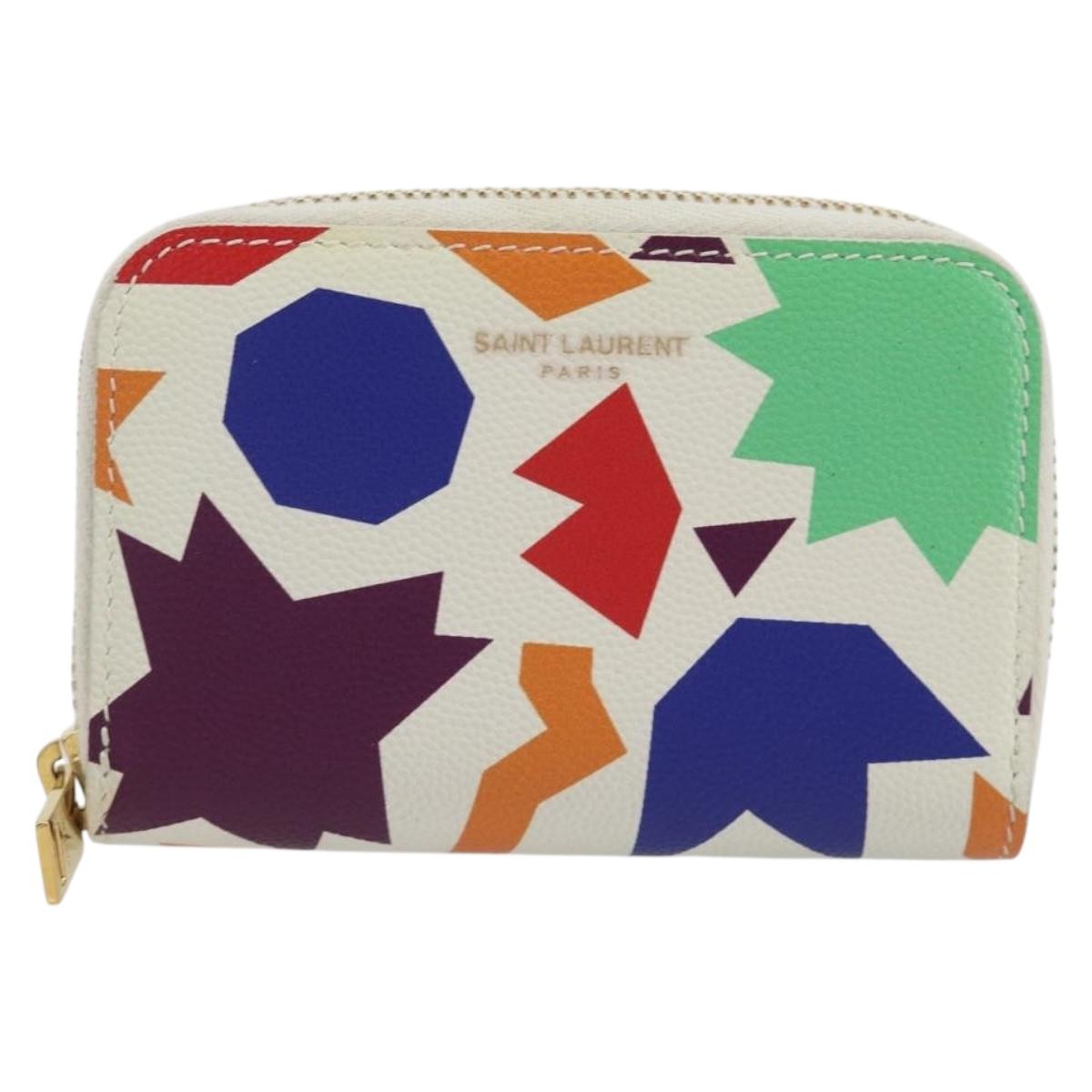 SAINT LAURENT Coin Purse Leather Multicolor Silver Auth 193388V