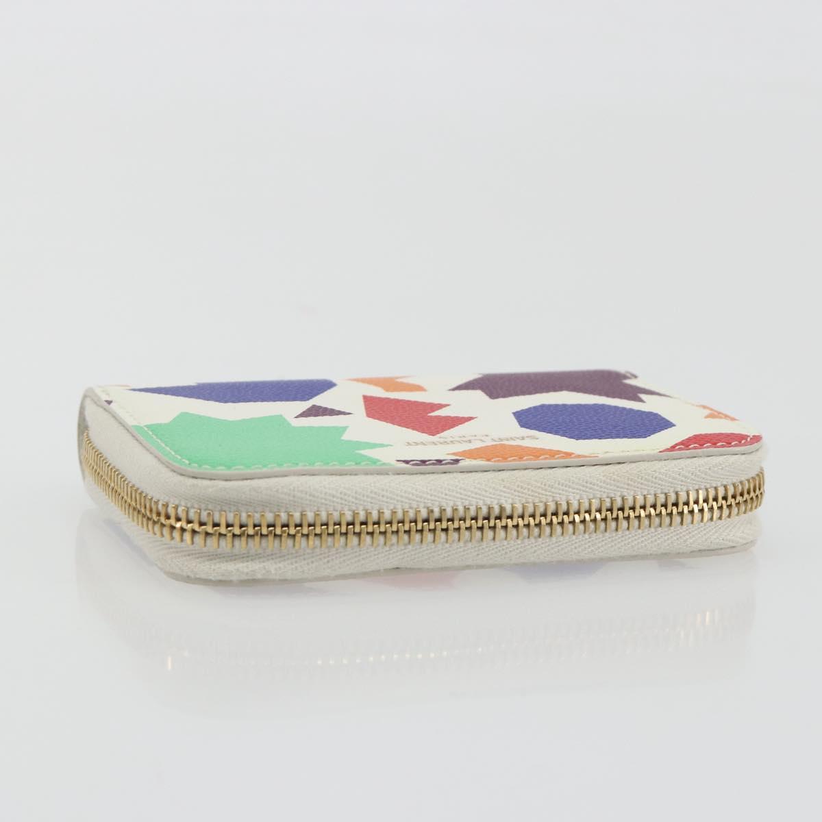 SAINT LAURENT Coin Purse Leather Multicolor Silver Auth 193388V