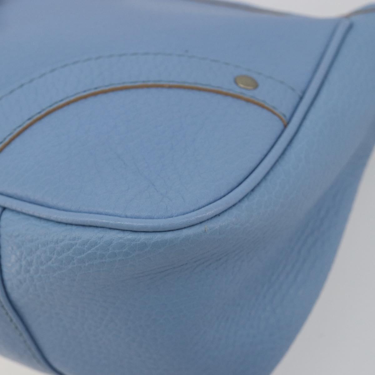BURBERRY Shoulder Bag Leather Light Blue Silver Auth 193399A