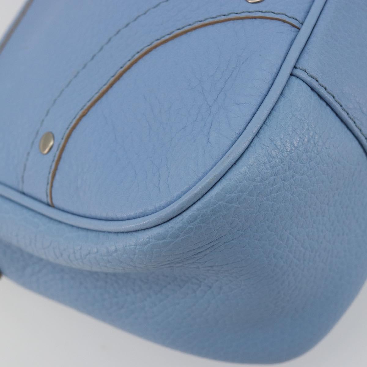 BURBERRY Shoulder Bag Leather Light Blue Silver Auth 193399A