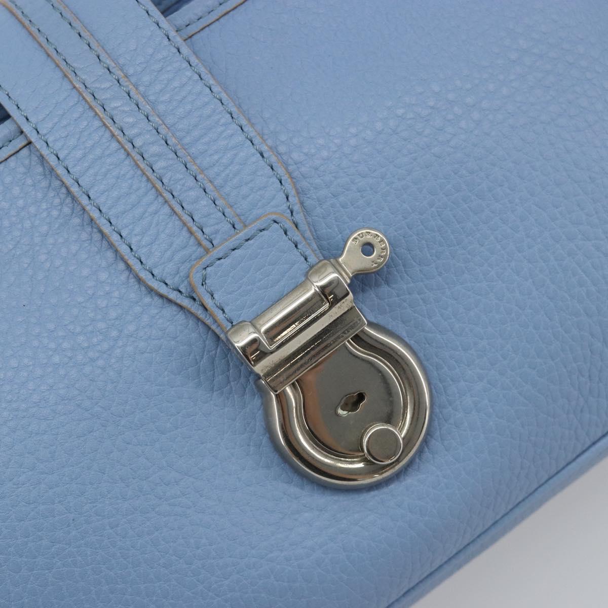 BURBERRY Shoulder Bag Leather Light Blue Silver Auth 193399A
