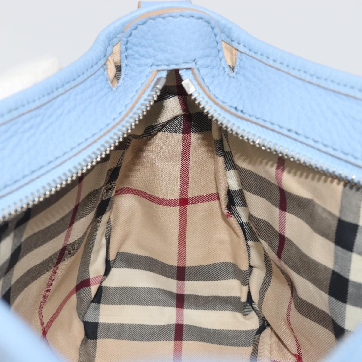 BURBERRY Shoulder Bag Leather Light Blue Silver Auth 193399A