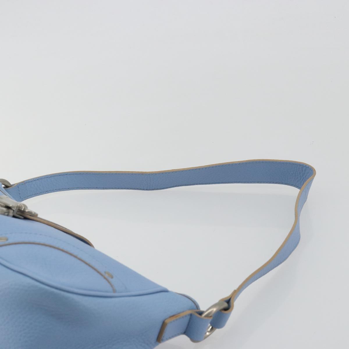 BURBERRY Shoulder Bag Leather Light Blue Silver Auth 193399A