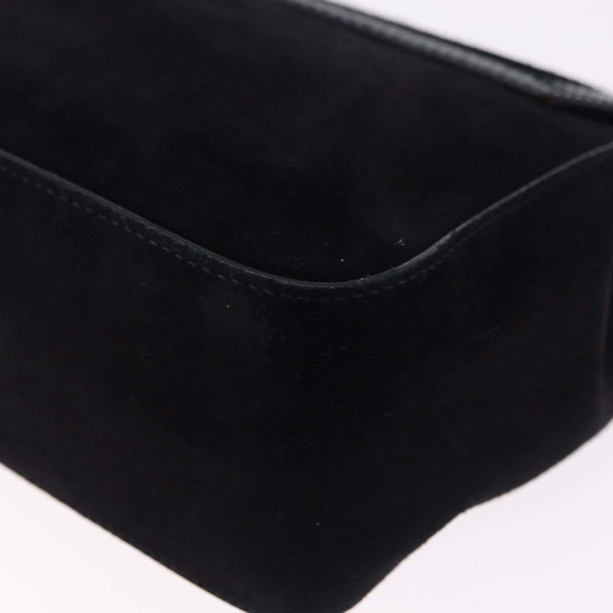 Salvatore Ferragamo Shoulder Bag Suede Black Gold Auth 193403A