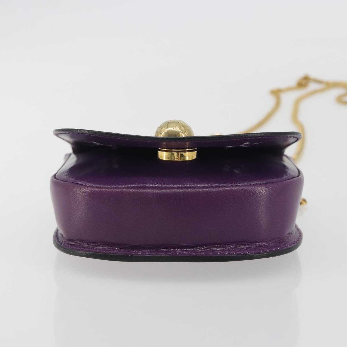 CELINE Star Ball Chain Shoulder Bag Leather Purple Gold Auth 193407V