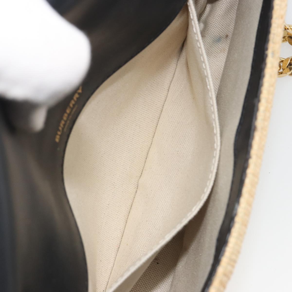 BURBERRY Chain Shoulder Bag Raffia Beige Gold Auth 193413A
