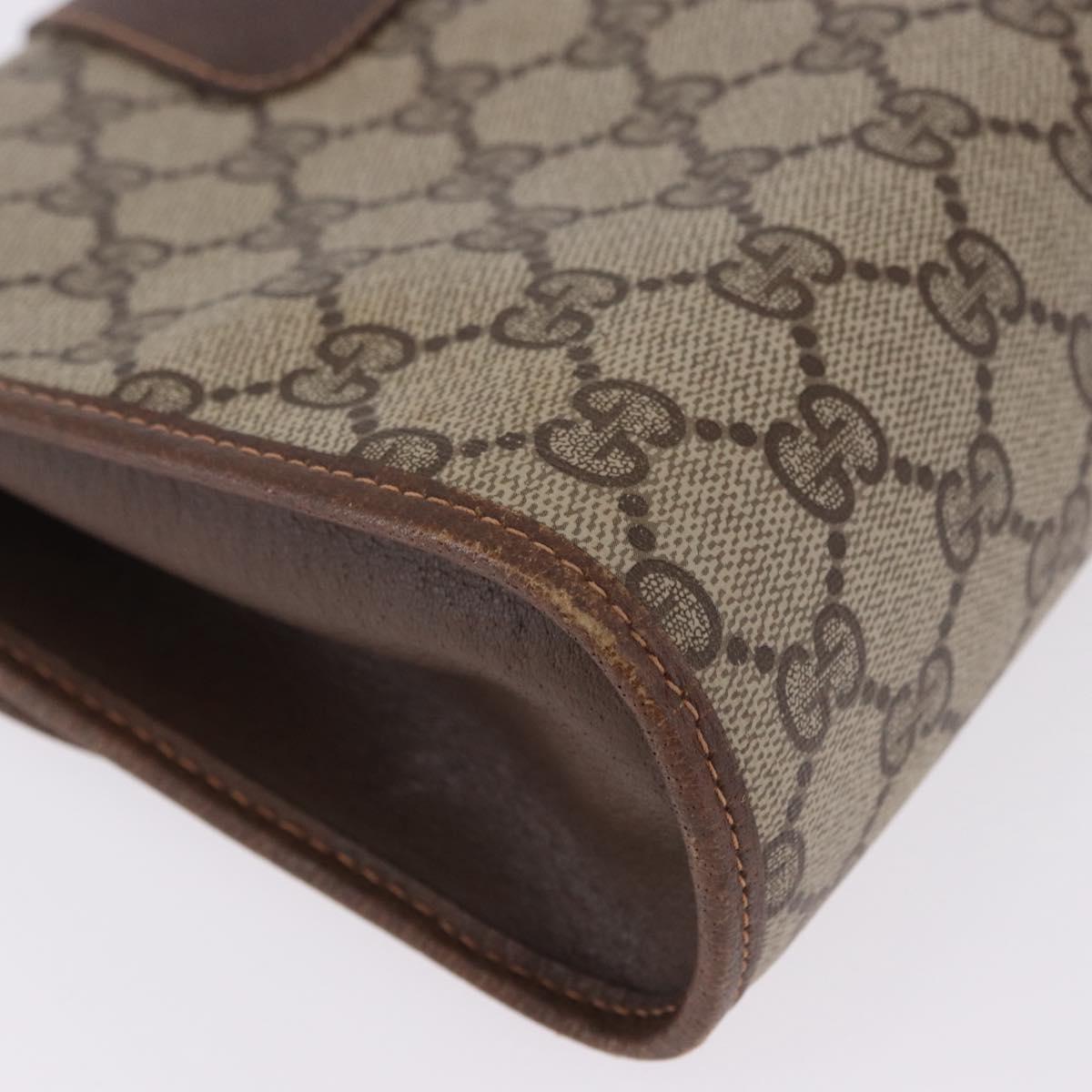 GUCCI GG Supreme Web Sherry Line Bag PVC Beige Gold 156 01 030 Auth 193414