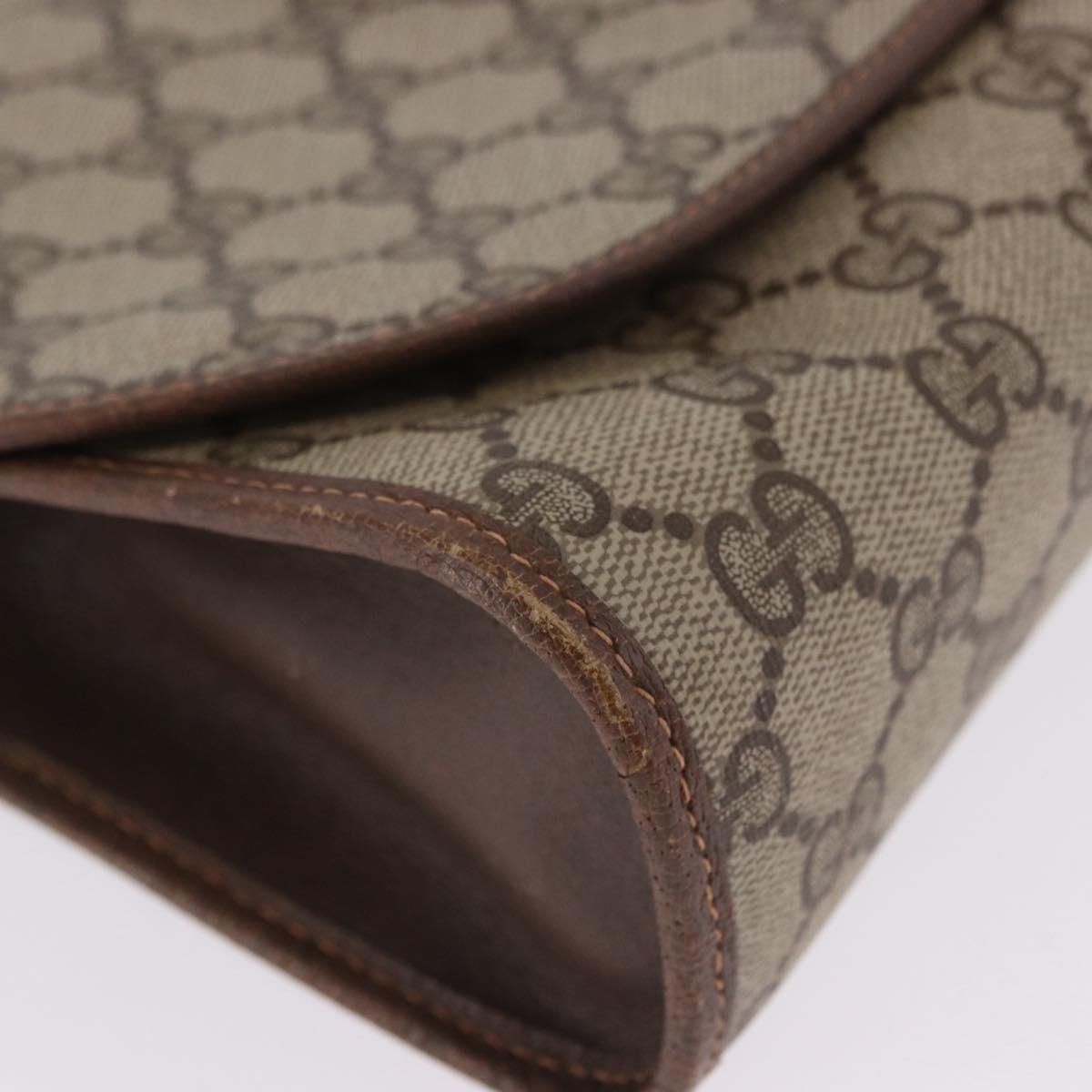 GUCCI GG Supreme Web Sherry Line Bag PVC Beige Gold 156 01 030 Auth 193414