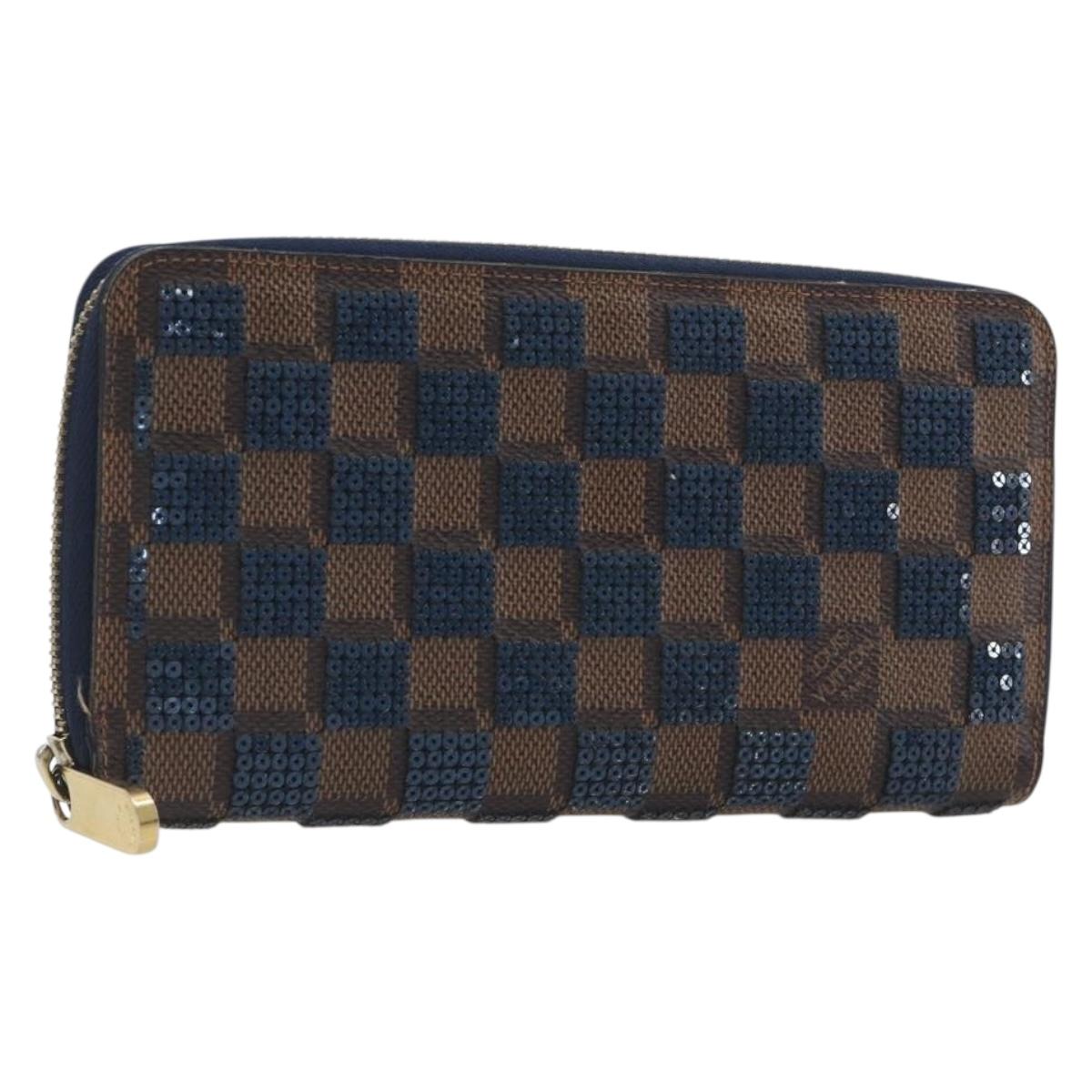 LOUIS VUITTON Damie Payette Zippy Wallet Long Wallet Blue N63172 LV Auth 193419V