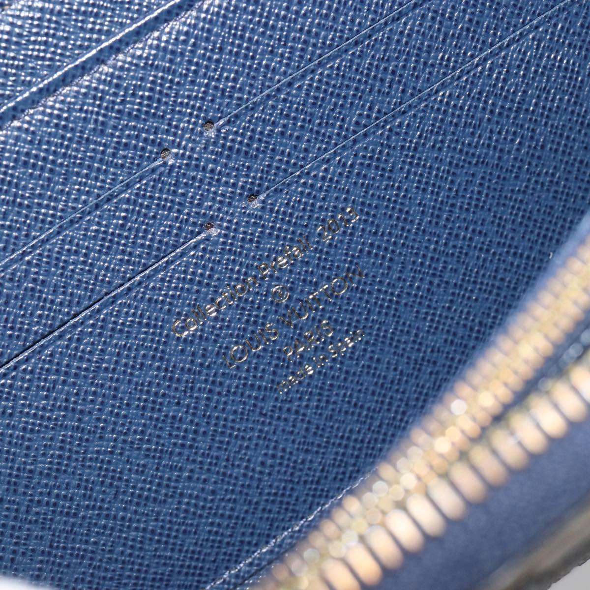 LOUIS VUITTON Damie Payette Zippy Wallet Long Wallet Blue N63172 LV Auth 193419V