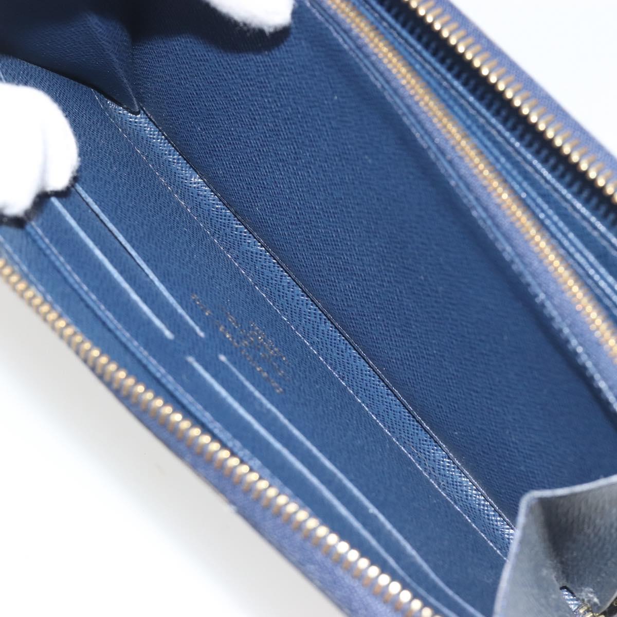 LOUIS VUITTON Damie Payette Zippy Wallet Long Wallet Blue N63172 LV Auth 193419V