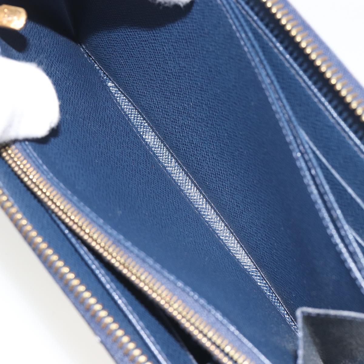 LOUIS VUITTON Damie Payette Zippy Wallet Long Wallet Blue N63172 LV Auth 193419V