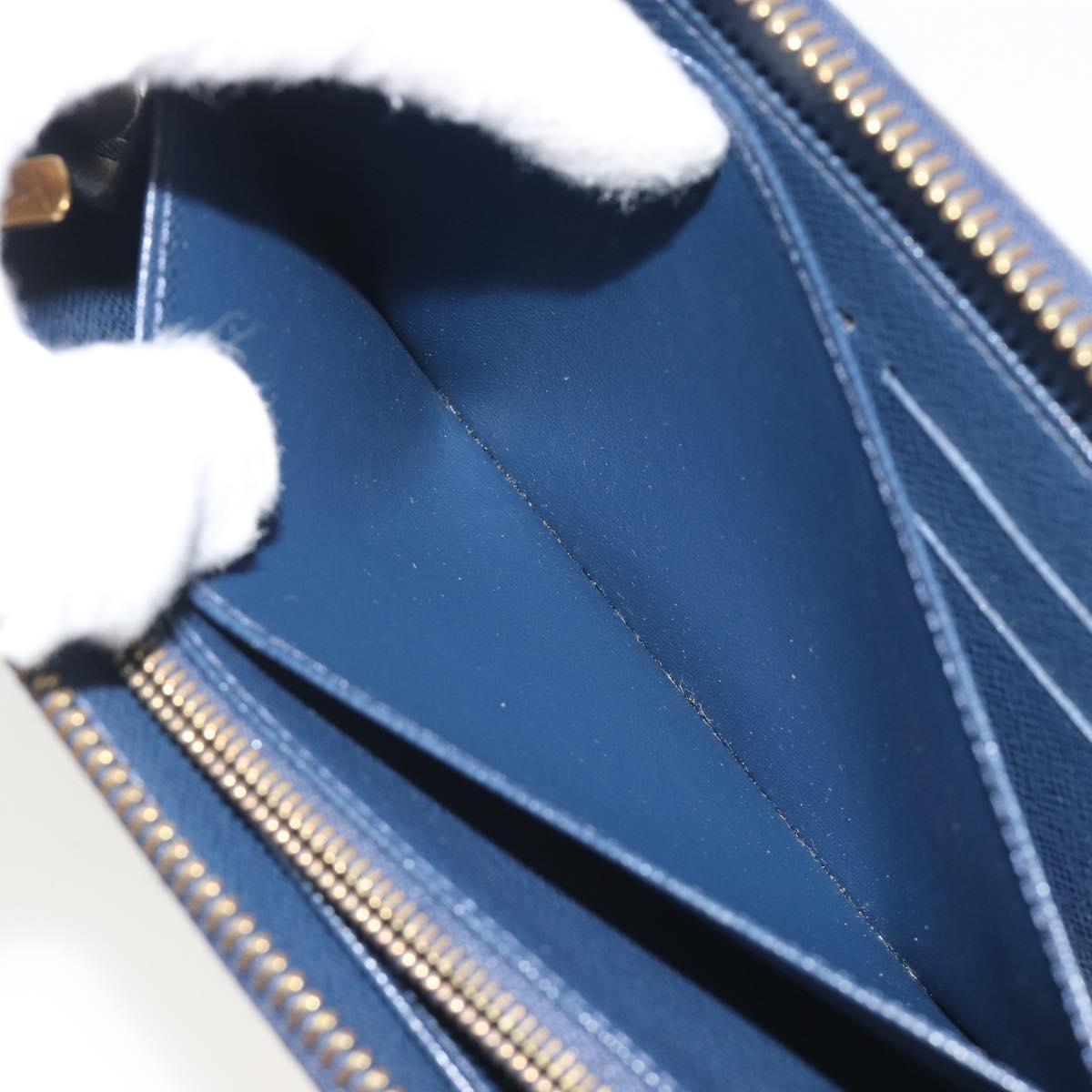 LOUIS VUITTON Damie Payette Zippy Wallet Long Wallet Blue N63172 LV Auth 193419V