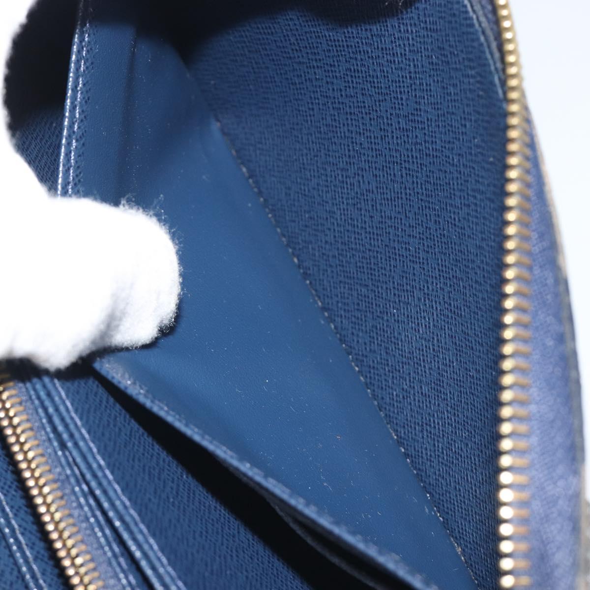 LOUIS VUITTON Damie Payette Zippy Wallet Long Wallet Blue N63172 LV Auth 193419V