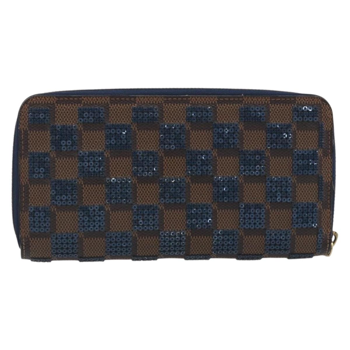 LOUIS VUITTON Damie Payette Zippy Wallet Long Wallet Blue N63172 LV Auth 193419V