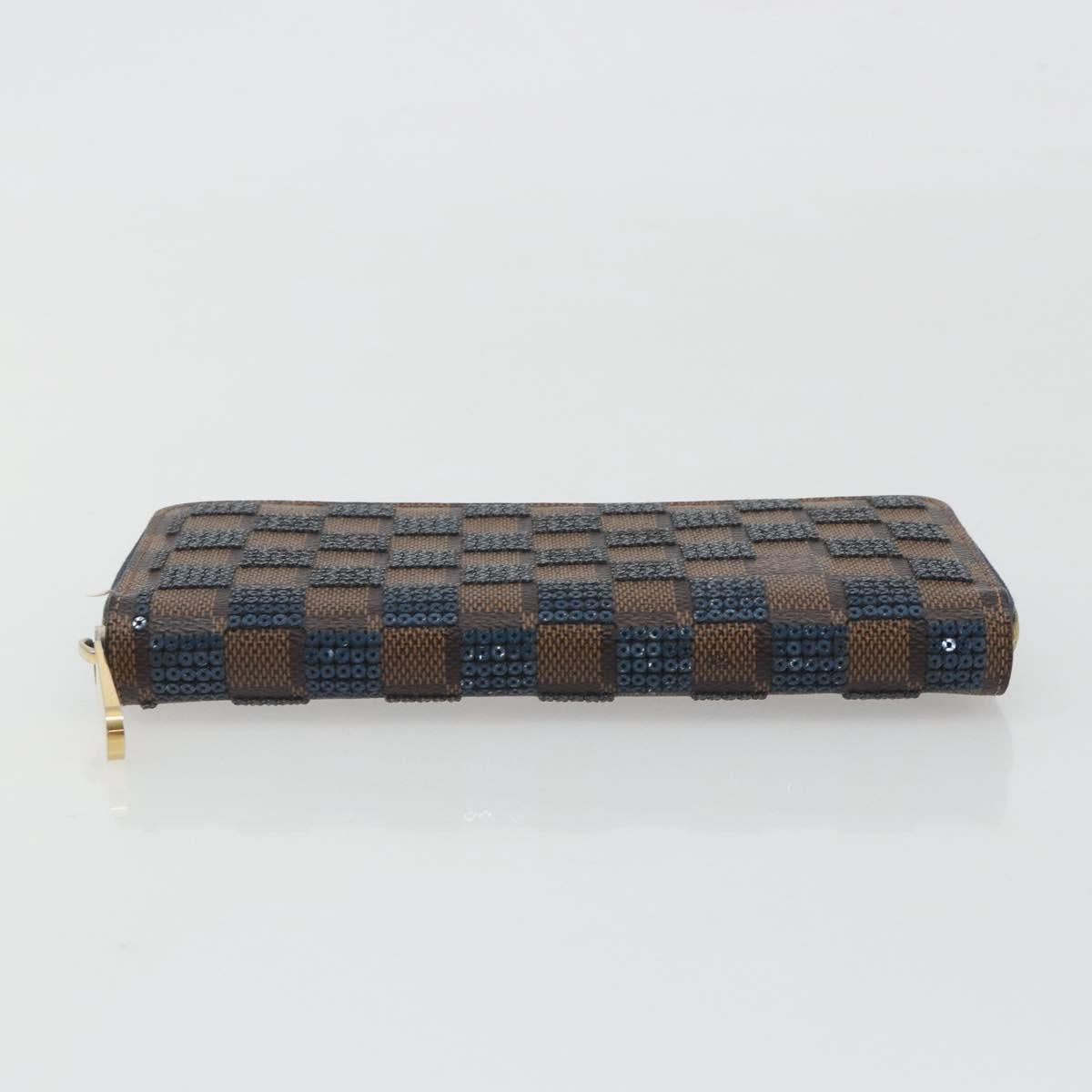 LOUIS VUITTON Damie Payette Zippy Wallet Long Wallet Blue N63172 LV Auth 193419V