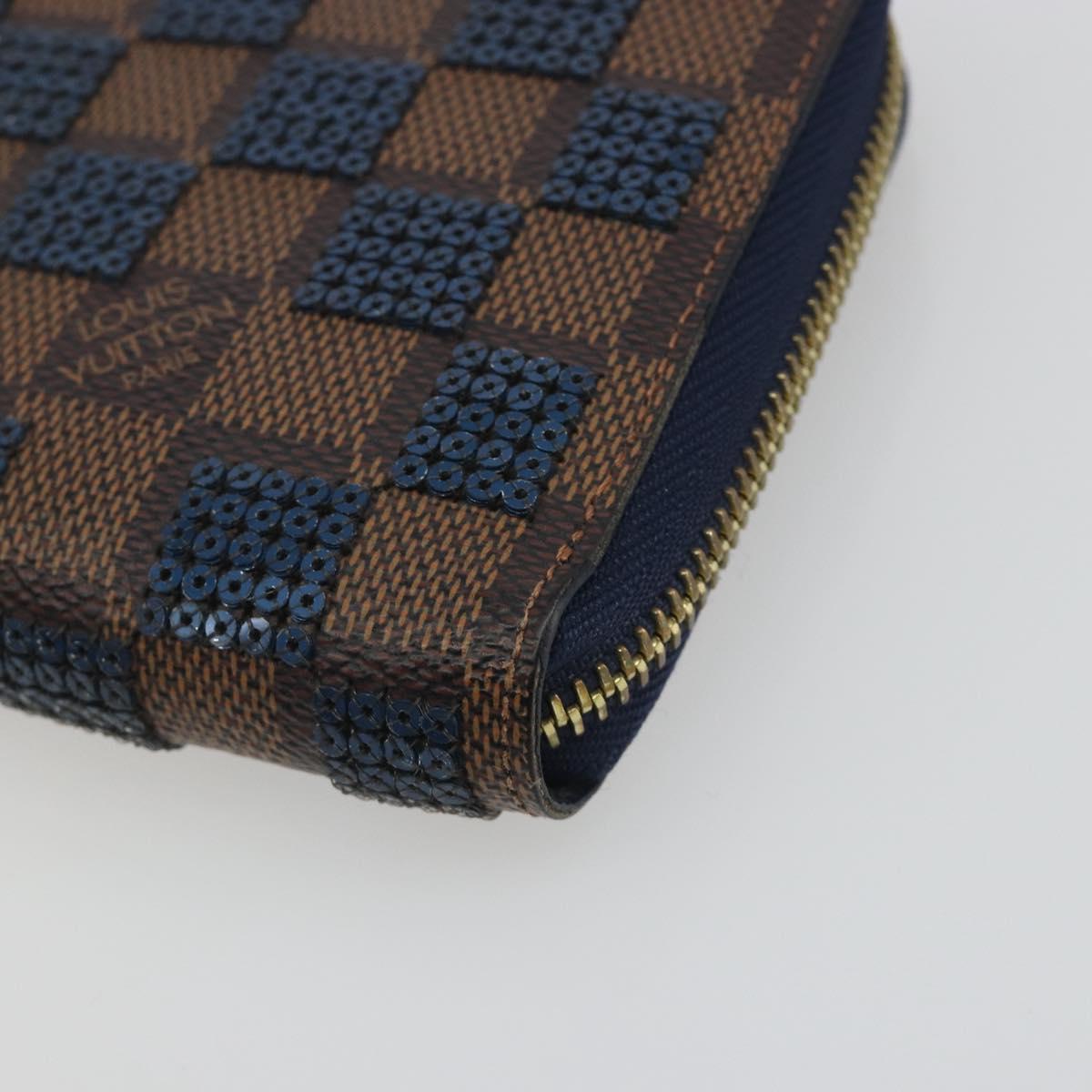 LOUIS VUITTON Damie Payette Zippy Wallet Long Wallet Blue N63172 LV Auth 193419V